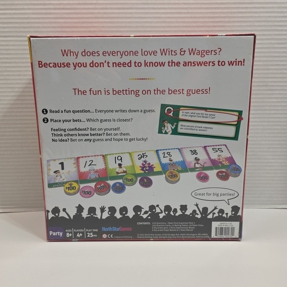 Wits & Wagers Party Edition Board Game Betting Guessing Fun Fast New Sealed Box - Picture 2 of 5